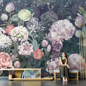 Modern Floral Wallpaper 118” X 400” Non Woven Fabric Textured Easy Removable Waterproof Mural Wallpapers Household