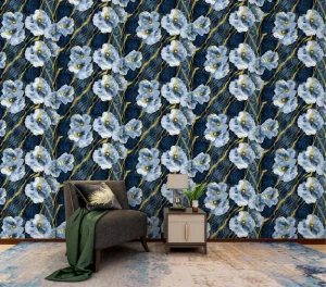 Modern Flower Wallpaper New Geometry Design Wallpaper Living Room Vinyl PVC Wallpaper 0.53width