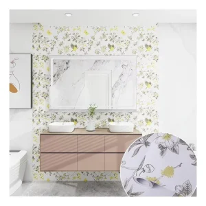 Modern Forest Style Floral Wallpaper and Contact Paper PVC Vinyl Waterproof Embossed Peel and Stick Removable for Bathroom