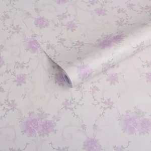 Modern Geometric Flower Wall Sticker Self-Adhesive Wallpaper Rolls Moisture-Proof for Girl’s Bedroom Decor for Living Room