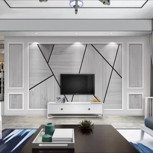 Modern Geometric Lines 3D Waterproof Wallpaper Roll for TV Background Wall Living Room Hotel Apartment Wall Cloth Sticker