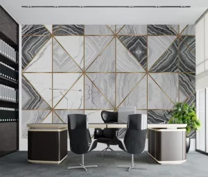 Modern Geometric Marble PVC Wall Paper Gold Line Mural Interior Wallpaper for Walls