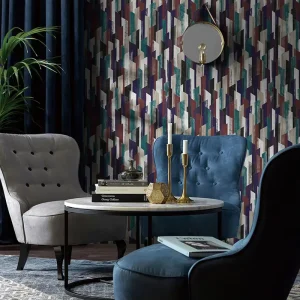 Modern Geometric Non-Woven Waterproof Anti-static Wallpaper Rolls for Living Room Bedroom Hotel & Hospital Use Decor