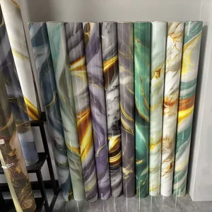 Modern Geometric Pattern PET Adhesive Waterproof Wall Contact Paper for Kitchen and Bathroom