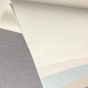Modern Geometric Solid Color PVC Wallpaper Natural Weave Texture Waterproof Mould Proof Embossed Vinyl 5 Year Warranty Household