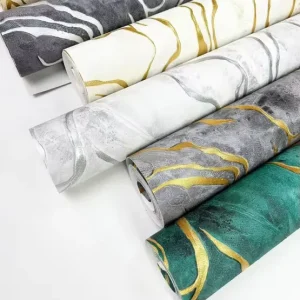 Modern Geometric Waterproof PVC Metallic Wall Paper for Hotel Apartment and Household Decoration