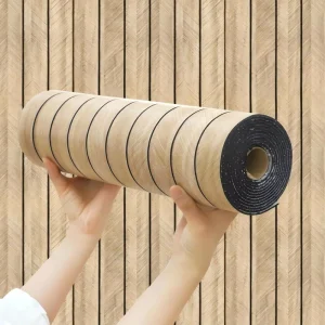 Modern Geometric Wood Grain Slat 3D Wall Panel Soundproof Self-Adhesive Removable PVC Wall Sticker for Bathroom & Hotel Use