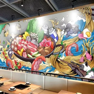 Modern Geometry Sichuan Hot Pot Decorative Mural MAO CAI Restaurant Wallpaper Stickers Anti static Moisture Proof Easy Bedroom