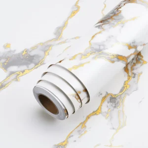 Modern Gold Marble Countertop Contact Paper Self Adhesive Waterproof Wallpaper Peel and Stick Design for Hospital Application