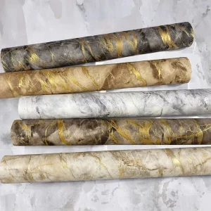Modern Gold Sprinkling 3D Marble Geometric Sound-Absorbing ECO-Friendly Self-Adhesive Waterproof PVC Living Room Kitchen