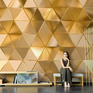 Modern Golden Geometric Wall Papers Decor Wallpaper Wall Bedroom Mural 3D Wall Paper Wallpaper
