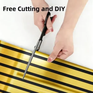 Modern Golden Imitation Grille Peel Stick Wallpaper Self Adhesive Waterproof Soundproof PVC Wall Sticker for Kitchen Home Decor