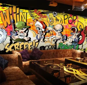 Modern Graffiti Wallpaper 3d Self Adhesive Wall Paper Mural Bedroom Wall Decor