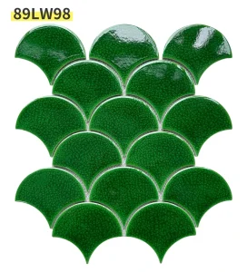 Modern Green Fish Scale 3D Wall Mosaic Tile Self Adhesive Peel & Stick Backsplash Sticker For Bathroom Toilet