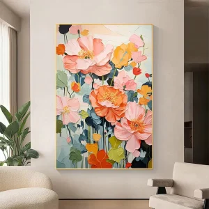 Modern Hand Embellished Canvas Water Canvas Art Painting 3D Wallpaper Home Decoration Papiers Peints Murals Wall Decor