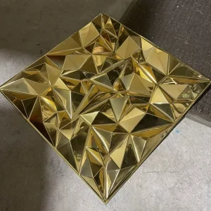 Modern High Gloss Gold Electroplated 3D Interior Wallpaper Geometric Pattern Household Decor PVC 3D Wall Panel