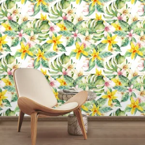 Modern Home Decoration Mural Wallpaper Self Adhesive Tropical Plant Flower Bird Peel and Stick Wallpaper