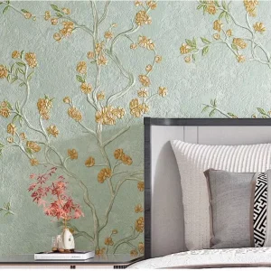 Modern Home Interior Peel Stick Wallpapers 3D Embossed Vine Floral Waterproof PVC Wall Paper for Living Room Bedroom Walls Decor