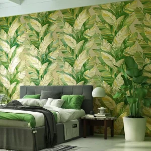 Modern Household Hotel Banana Leaf Green Plant Wallpaper Tropical Rainforest PVC Waterproof Soundproof Anti Static Wallcovering