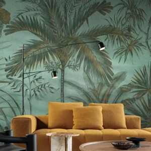 Modern Large Tropical Velvet 3D Wallpaper for Living Room & Bedroom Walls Moisture Proof Wrinkle Resistant Interior Design