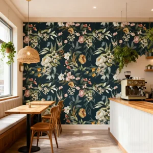 Modern Leaf Botanical Floral Wallpaper for Bathroom Bedroom Living Room Home Decor Entertainment Use in Cafe