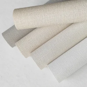 Modern Light Yellow Linen Texture PVC Wallpaper 15OZ Waterproof Fabric Backing for Hotel Wall Decoration Fabric Stock Supply