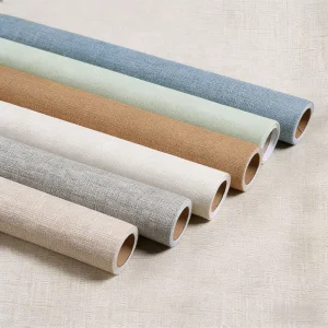 Modern Linen Texture Waterproof Wallpaper PVC Vinyl with Easy DIY Installation Peel Stick for Hotel Home & Villa Mould Proof