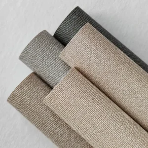 Modern Linen Waterproof Flame Retardant Scrim Backed Glue Wallpaper Hotel Wall Decoration Fabric Backed Vinyl
