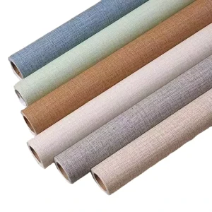 Modern Linen Woven PVC Wallpaper Living Room Bedroom Wall Home Decoration Solid Color Wallpaper Roll