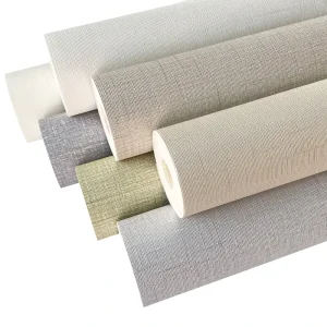Modern Linen Woven PVC Wallpaper Roll Waterproof Solid Color for Home Bedroom Living Room or Hotel Wall Decoration