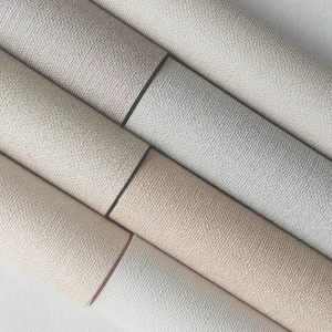 Modern Linen Woven Wallpaper Solid Color Fabric Backed Vinyl Wallcovering Waterproof Flame Retardant for Home Hotel Decoration