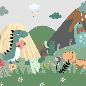 Modern Luxury Eco Friendly Fireproof 3D Dinosaur Children’s Papier Peint Wallpaper for Kids Rooms Living Rooms & Homes