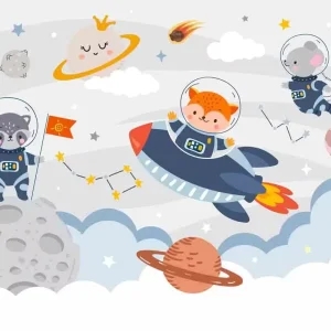 Modern Luxury Eco Friendly Fireproof Space Animal Children’s Papier Peint Wallpaper for Kids Room Living Room & Homes