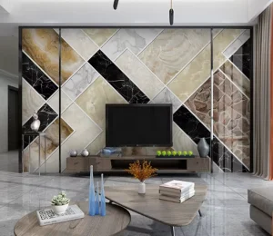 Modern Luxury Geometric Textured Wallpaper Marble Stone Textured Mural Art Decor for Sophisticated Interiors