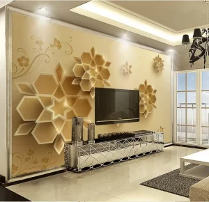 Modern Luxury Living Room Wall Mural 3D Gold Floral Design Home Decor Wallpaper Panel
