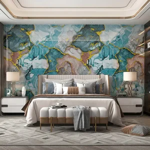 Modern Luxury Marble Self-Adhesive Wallpaper Mural Waterproof Botanical Pattern Peel and Stick for Living Room