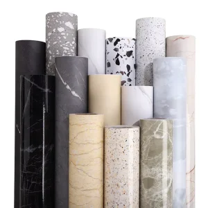 Modern Luxury Self-Adhesive PVC Granite Marble Floral Textured Waterproof Wallpaper for Hotel & Apartment Use