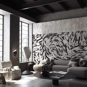Modern Minimalist Black White Abstract Seamless Fabric Waterproof Mould Proof Wallpaper Household Living Room Sofa TV