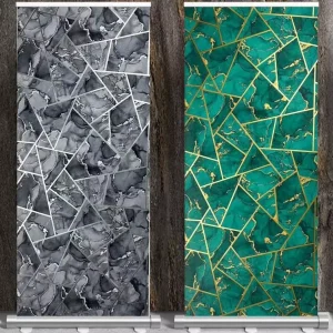 Modern Minimalist Luxury Style 3D Geometric PVC Green Wallpaper for Bedroom Living Room Home Hotel Rooms Decoration