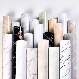 Modern PVC Face Marble Wallpaper Rolls Self Adhesive Foam Wall Sticker Light Weight Easy Installation Anti Static