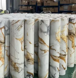 Modern PVC Face Marble Wallpaper Rolls Self-Adhesive Foam Wall Sticker Light Weight Easy Installation Anti-Static