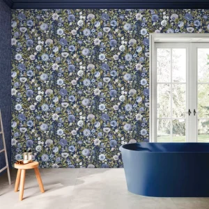 Modern PVC Vinyl Anti-static Waterproof Floral Wallpaper Rolls for Bedroom Living Room Dining Hall Hotel Hospital Villa