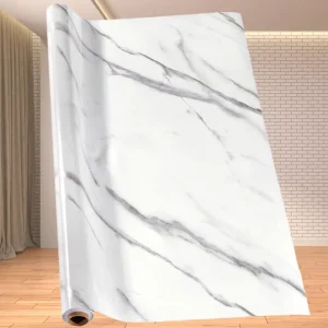 Modern PVC Vinyl Wallpaper Marble Design Waterproof Moisture-Proof Kitchen Hotel Background Wall Decoration