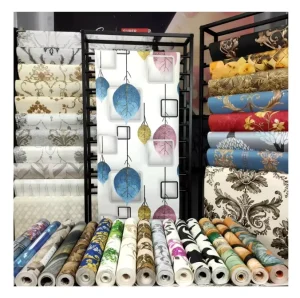 Modern PVC Wallpaper Colorful Floral Pattern for Living Room Waterproof and Moisture-Proof for Hotels Living Room