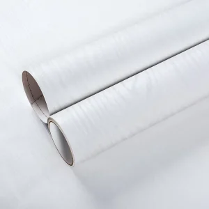 Modern Peel and Stick White Wood Grain Wallpaper for Thick Textured Bedroom Cabinets