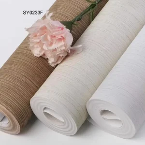 Modern Plain Ready Stock Deep Embossed Textured 0.53m Vinyl Wallcovering Hotel PVC Wallpaper