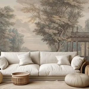 Modern Retro Palace Landscape Panoramic Wallpaper Mural Peel and Stick Design for Living Room Sofa Interior Decoration