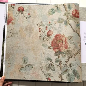 Modern Rose Damask Jacquard Waterproof Fireproof Wall Fabric for Bedroom Living Room Textured Wallpaper