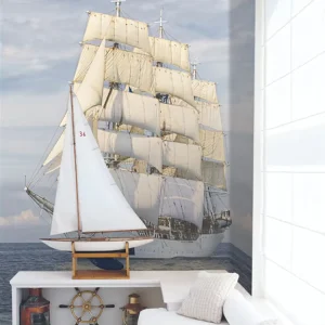 Modern Sailboat Design Digital Printing Non Woven Wallpaper for Kids