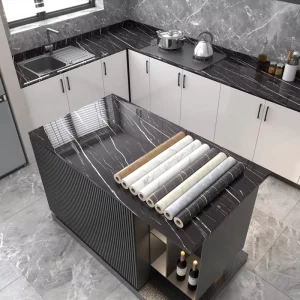 Modern Self Adhesive Marble Wallpaper Roll Waterproof Oil Proof Geometric Peel Paste Contact Paper for Kitchen Furniture Decor